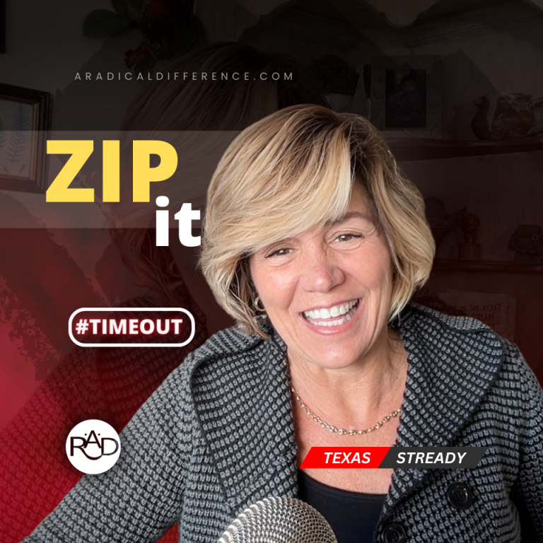 Timeout—Zip It January 10, 2024 Timeout—Zip It. ...how to let listening be your answer. #timeout #aradicaldifference #getwithit #inspiration Watch our new video on YouTube: https://youtu.be/IU2DHj2NOQA